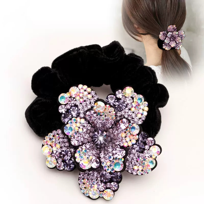 Velvet Jewelry Box - ผู้หญิง Rhinestone Scrunchies กํามะหยี่ผมวงยืดหยุ่นผมดอกไม้เชือกผมแหวนผมหางม้าคริสตัล Headwear อุปกรณ์เสริมผม