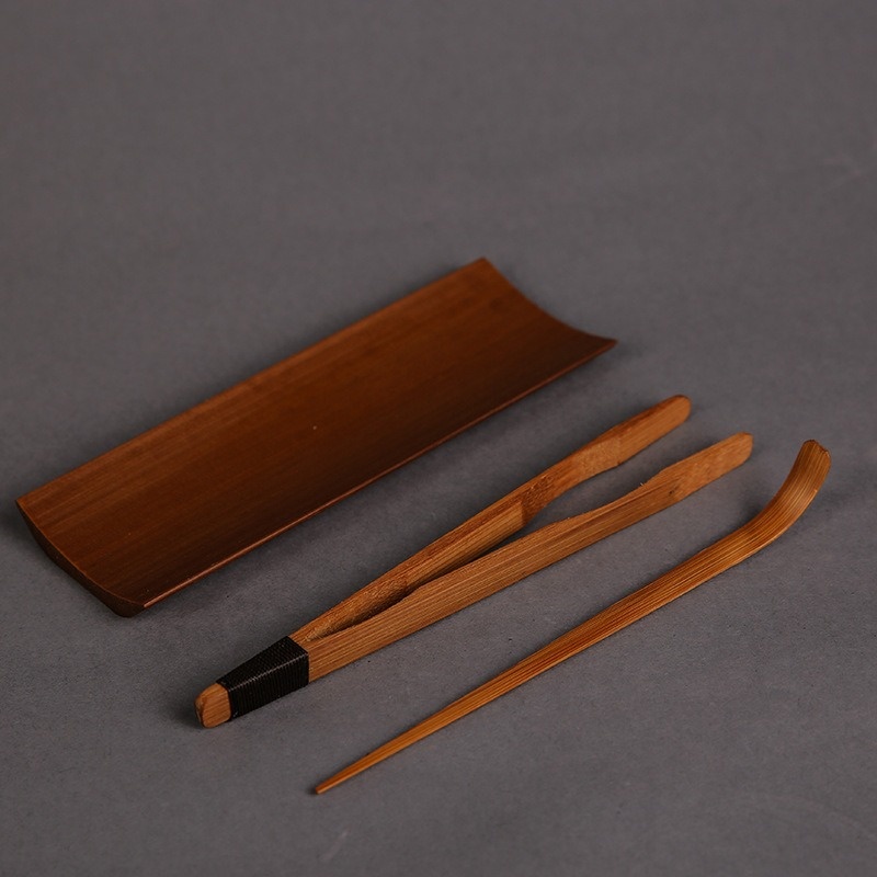Bamboo Cutlery Set - 3/4/5Pcs ไม้ไผ่ Carbonized Teaware ชุดถาดชาช้อนชาชาคลิปเข็มประณีตชาทําเครื่องมืออุปกรณ์เสริมช้อนแหนบ