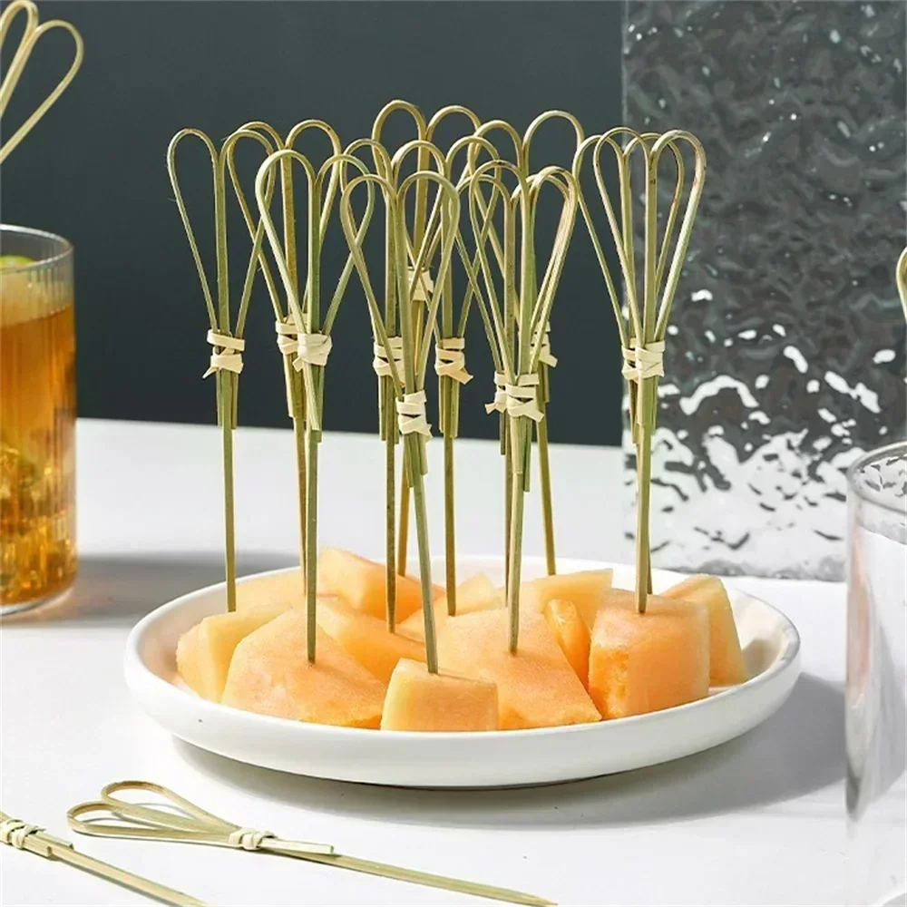 Bamboo Cutlery Set - ส้อมไม้ไผ่แบบใช้แล้วทิ้งขนาด12ซม. ไม้บุฟเฟ่ต์ผลไม้สำหรับตกแต่งขนมหวานค็อกเทลงานแต่งงานงานปาร์ตี้100ชิ้น