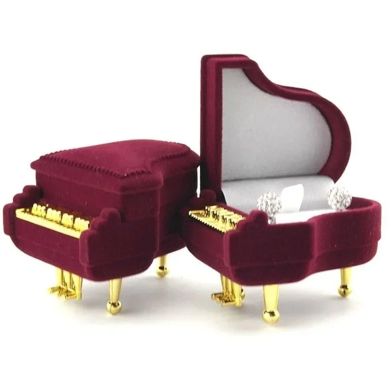 Velvet Jewelry Box - กล่องแหวนกำมะหยี่ทรงเปียโนน่ารักสร้างสรรค์ใหม่สำหรับงานแต่งงานกล่องของขวัญจัดเก็บเครื่องประดับแหวนหมั้น