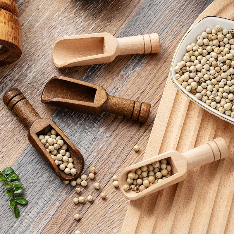 Bamboo Cutlery Set - ชุดช้อนตวงกาแฟไม้ 2/5 ชิ้น ช้อนตวงขนาดเล็กสำหรับเกลือ น้ำตาล นมผง