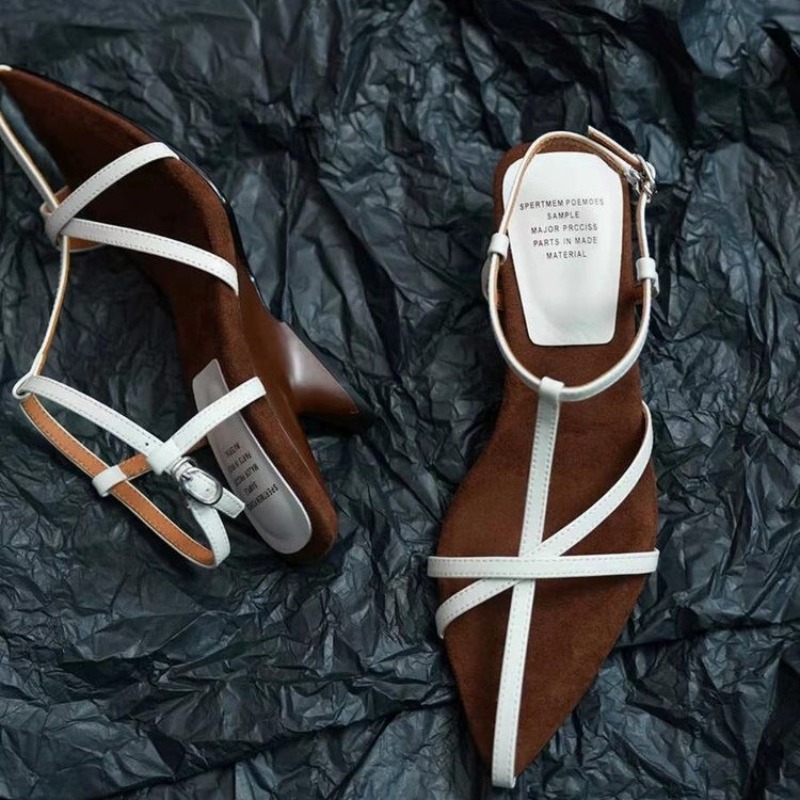 Luxury Lifestyle Shoes - รองเท้าแตะส้นสูงสตรีรองเท้าฤดูร้อน Luxury Cowhide สายคล้อง Slingback ผู้หญิงงานแต่งงานรองเท้าแตะหรูหราผู้หญิงนักออกแบบ