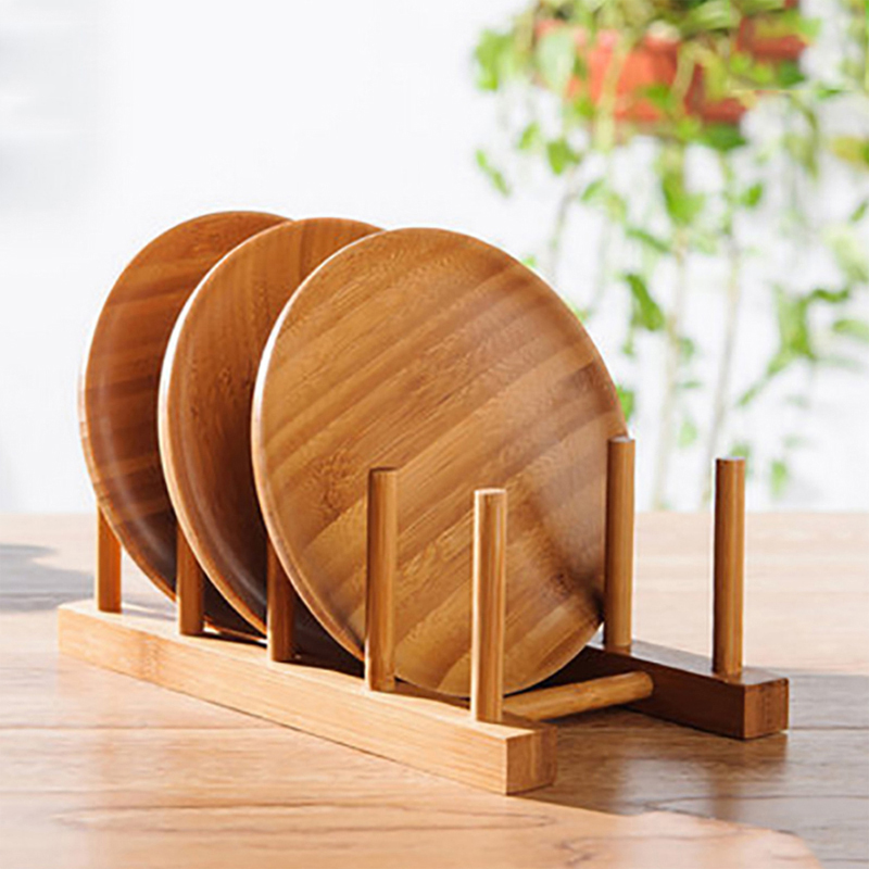 Bamboo Cutlery Set - ห้องครัวDrainer Rackจานหม้อฝาปิดไม้ไผ่Rackจานแห้งDrainerชั้นวางของPan Cover Stand Kitchen Organizerผู้ถือ