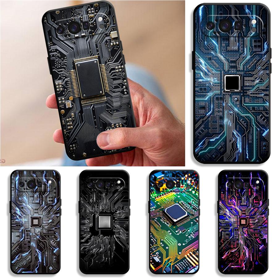 Google Pixel 9 Pro - เคสโทรศัพท์ลายวงจรย้อนยุคสำหรับ Google Pixel 10A 9a 6a