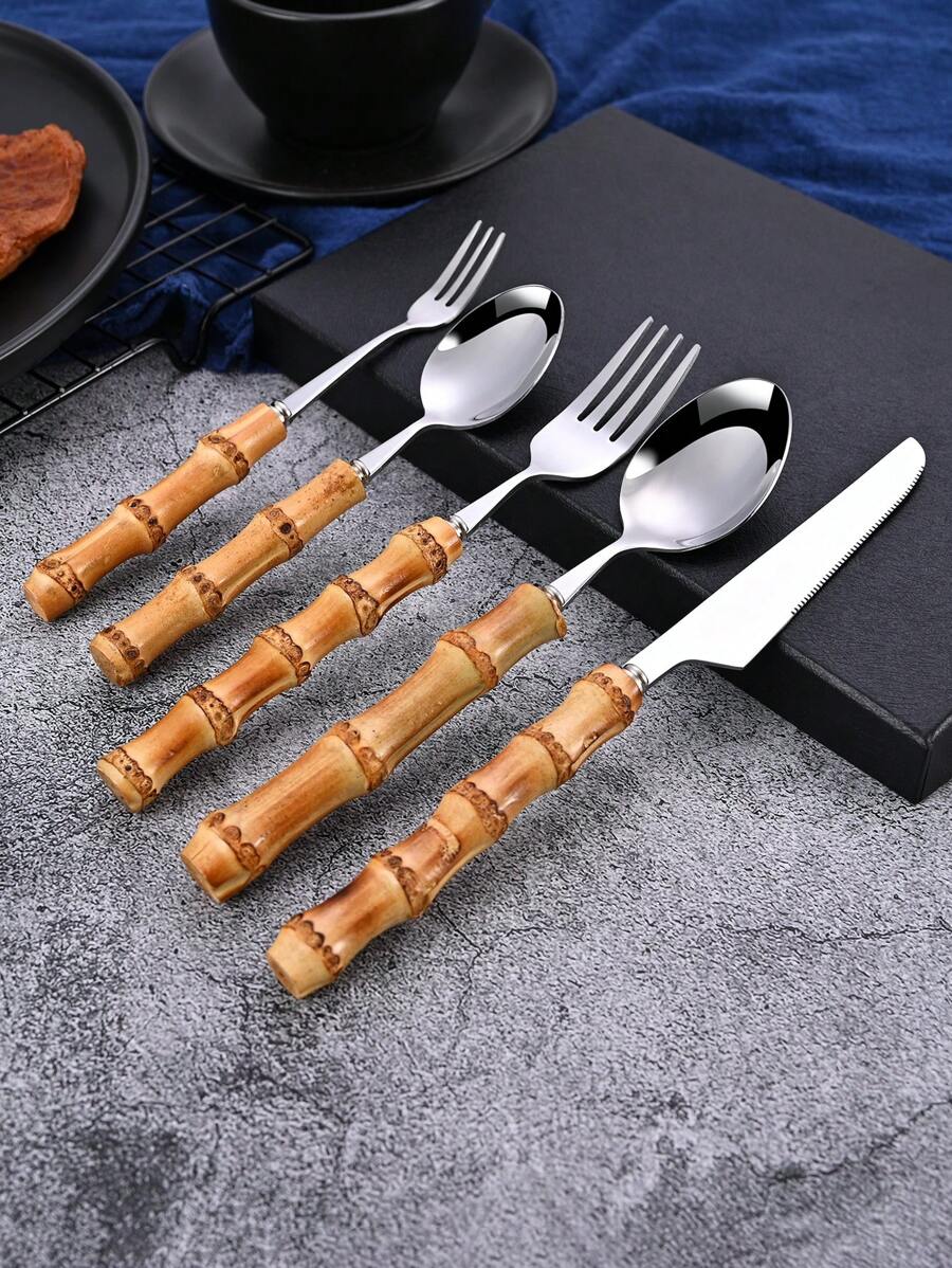 ชุดช้อนส้อมสแตนเลส 30 ชิ้นพร้อ - Bamboo Cutlery Set บทวิจารณ์และราคา