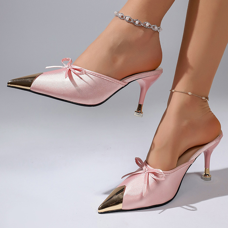 รองเท้าส้นสูงประดับโบว์สีชมพูส - Luxury Lifestyle Shoes บทวิจารณ์และราคา