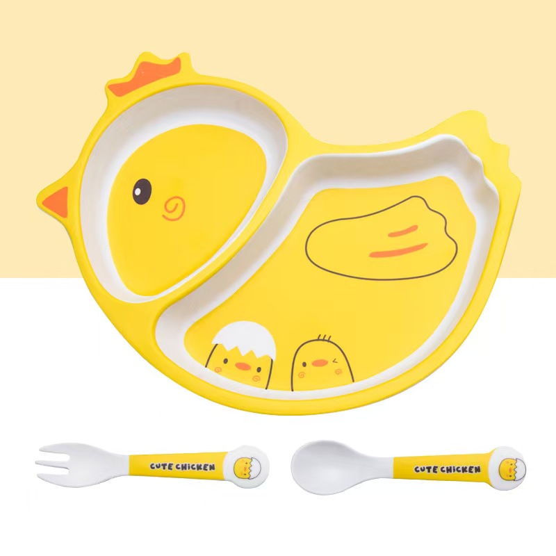 ชุดจานชามใยไผ่ลายการ์ตูนไก่น่า - Bamboo Cutlery Set บทวิจารณ์และราคา